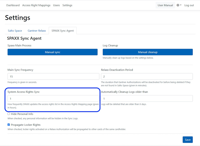 System access rights sync