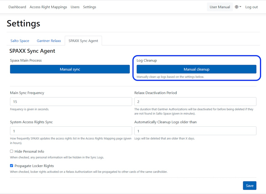 Spaxx manual cleanup