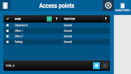 'Access points' dialog box