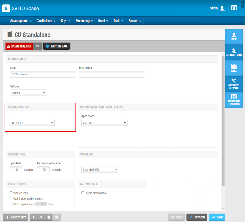 CU Standalone configuration