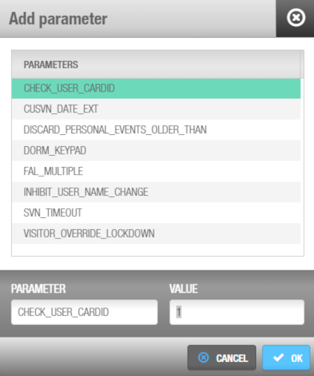 'Add parameter' dialog box