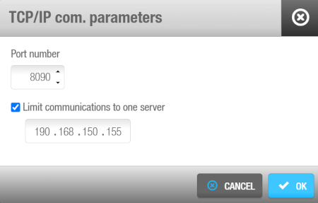 Dialog 'TCP/IP Komm.-Parameter'