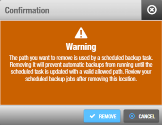 Warning message when a path is being removed
