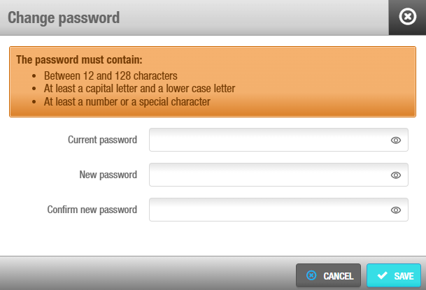 Change password dialog box