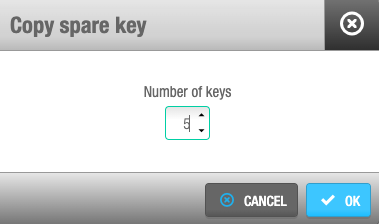 Copy spare key dialog box
