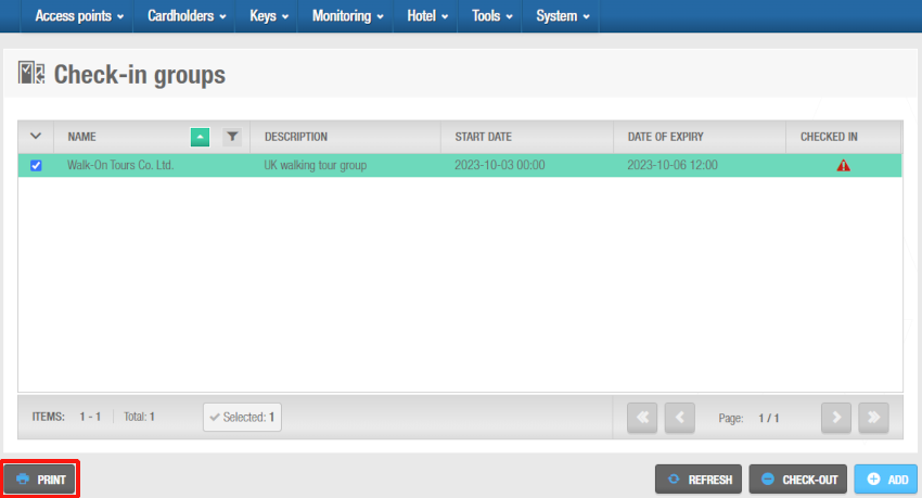 You can print check-in groups lists