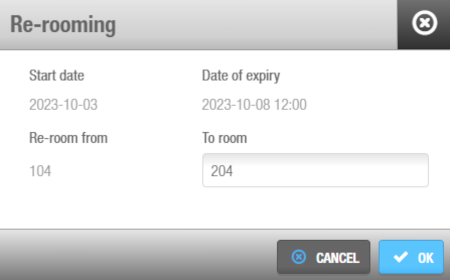 'Re-rooming' dialog box