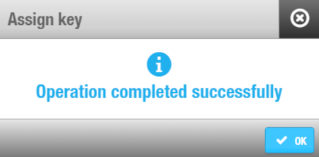 'Assign key' confirmation pop-up