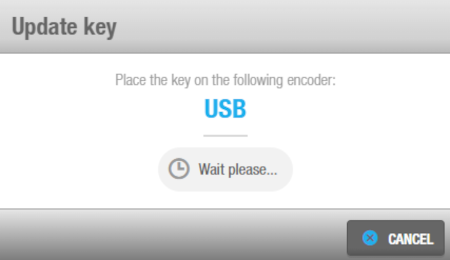 'Update key' pop-up