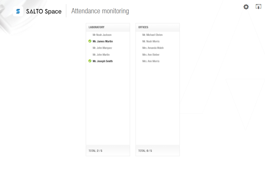 'Attendance monitoring' screen