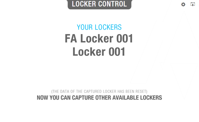 The 'Reset locker kiosk' displays the lockers that have been reset