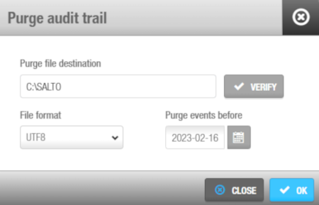 'Purge audit trail' dialog box