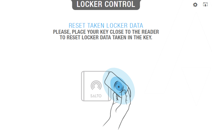'Reset locker' screen - Locker control
