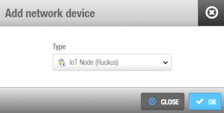 'Add network device' dialog box - 'IoT node (Ruckus)'