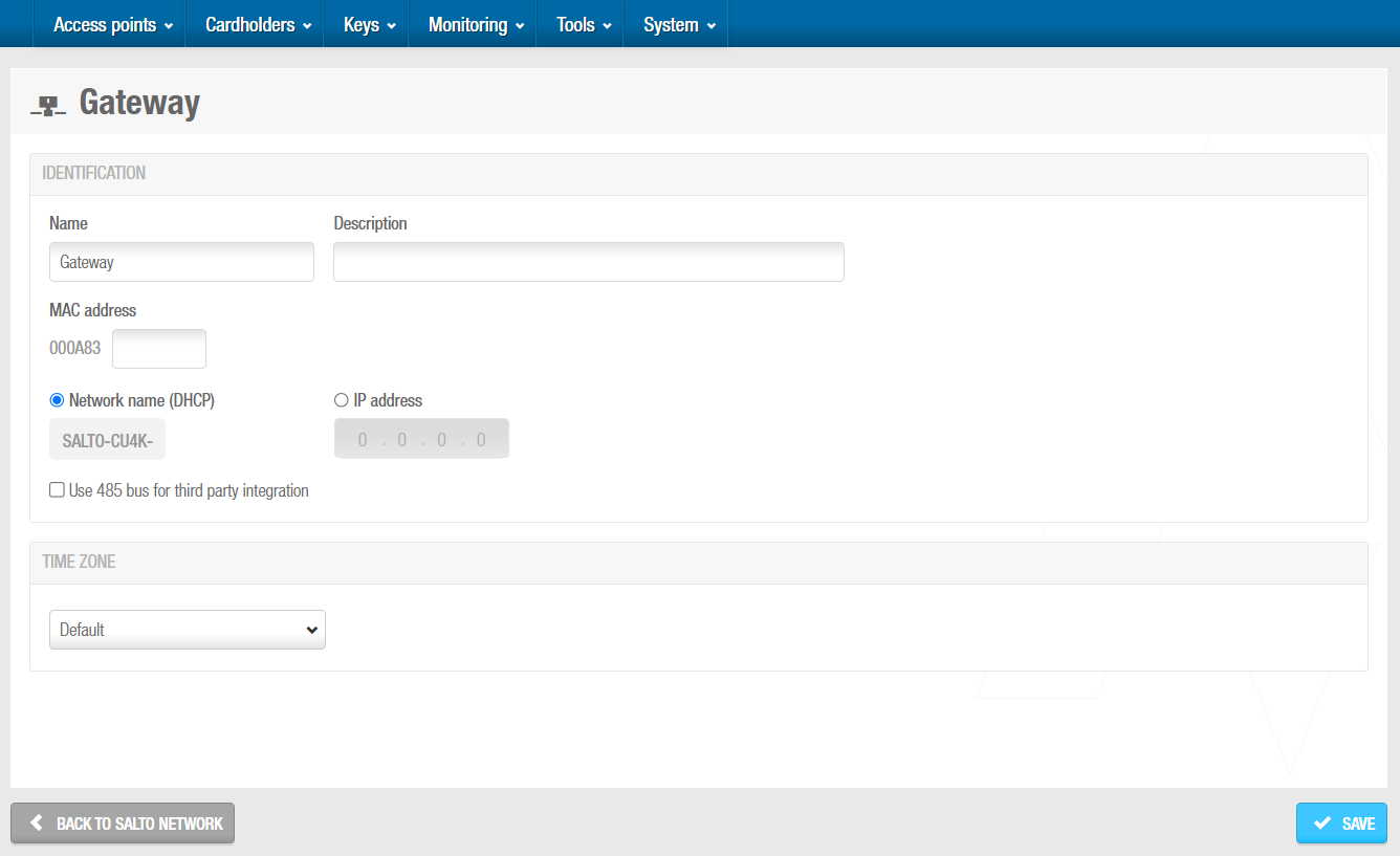 Info-Bildschirm 'CU42E0 Gateway'