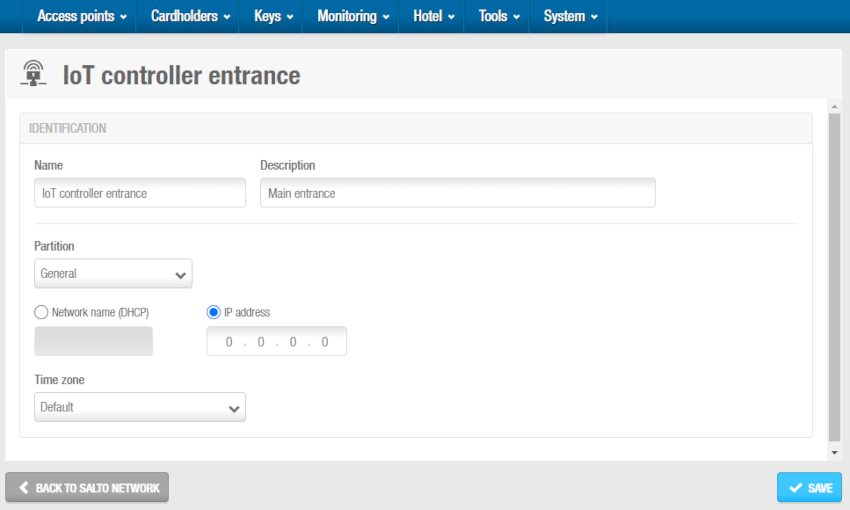 'IoT controller (Ruckus)' information screen