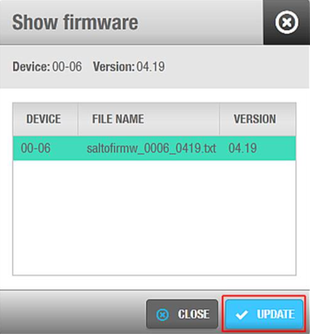 'Show firmware' dialog box