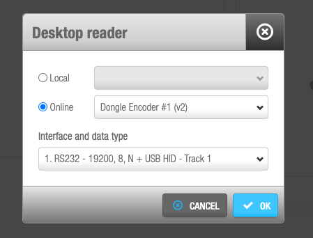 'Desktop reader' dialog box
