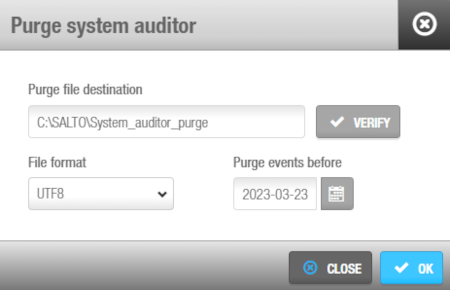 'Purge system auditor' dialog box