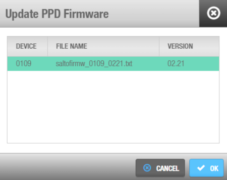 'Update PPD firmware' dialog box