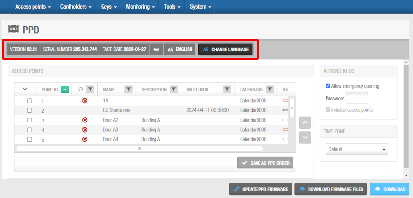 View the status of a PPD by selecting 'System' > 'PPD'