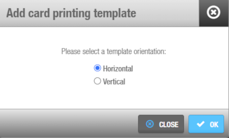 'Add card printing template' dialog box