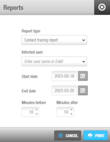 Contact tracing report