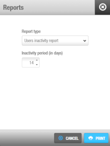'User inactivity report' report type