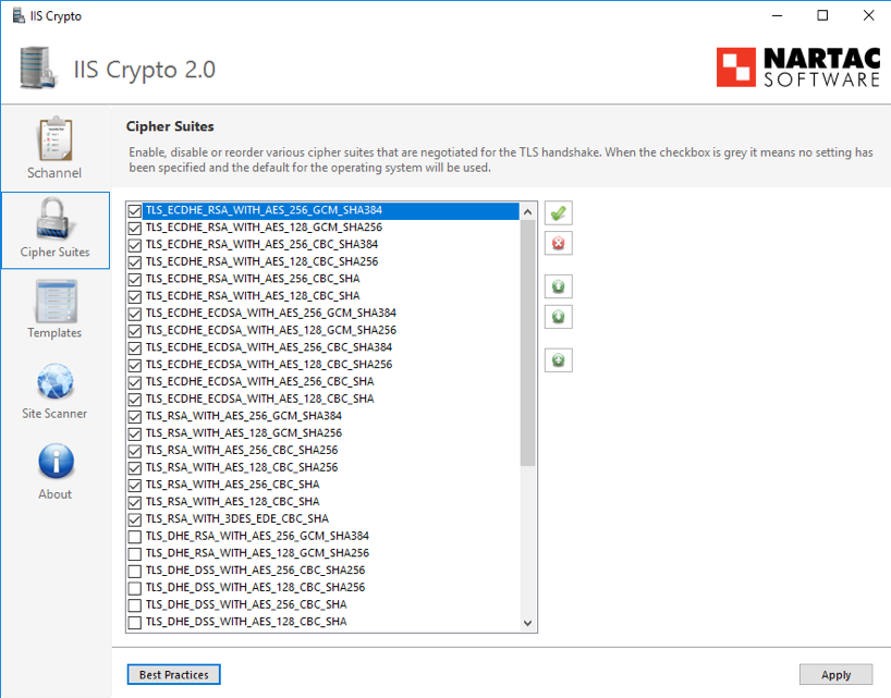 Screenshot IISCrypto Cipher-Suite-Tool