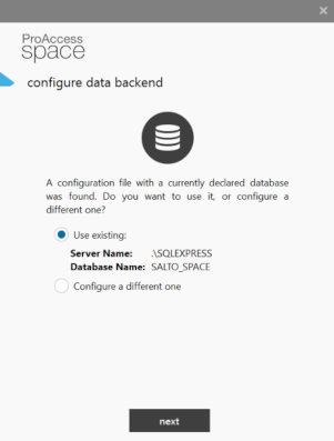 'Configure data backend' dialog box