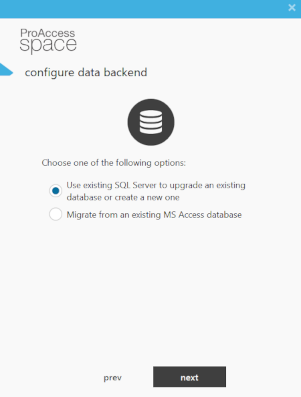 Cuadro de diálogo Configurar backend de datos