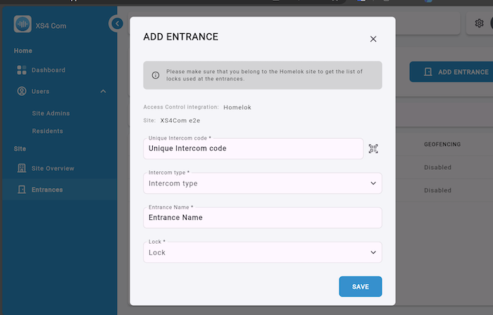 Homelok integration example