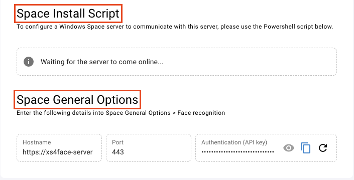 XS4 Face Integrations Space General Options
