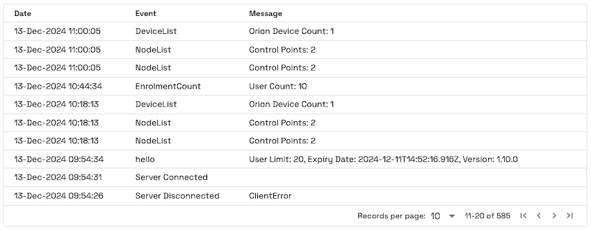 XS4 Face Monitoring Event Logs