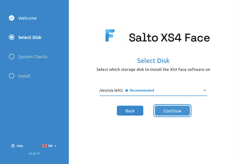 XS4 Face Server Installer Laufwerk auswählen