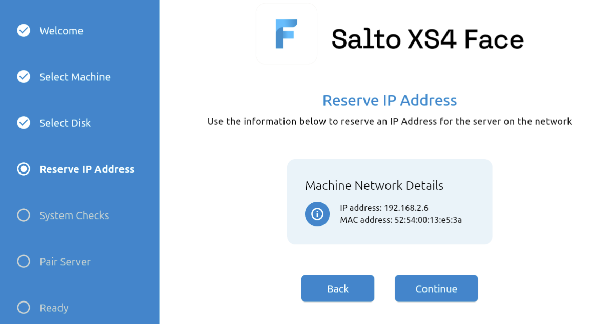 XS4 Face Server Installer Network Information