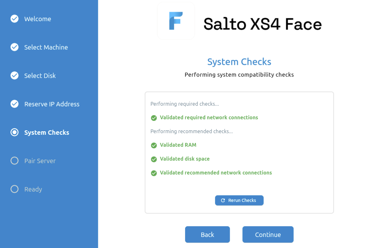 XS4 Face Server Installer System Checks Pass