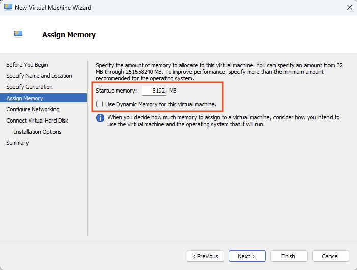 Assign Startup Memory