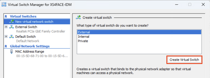 Create External Virtual Switch