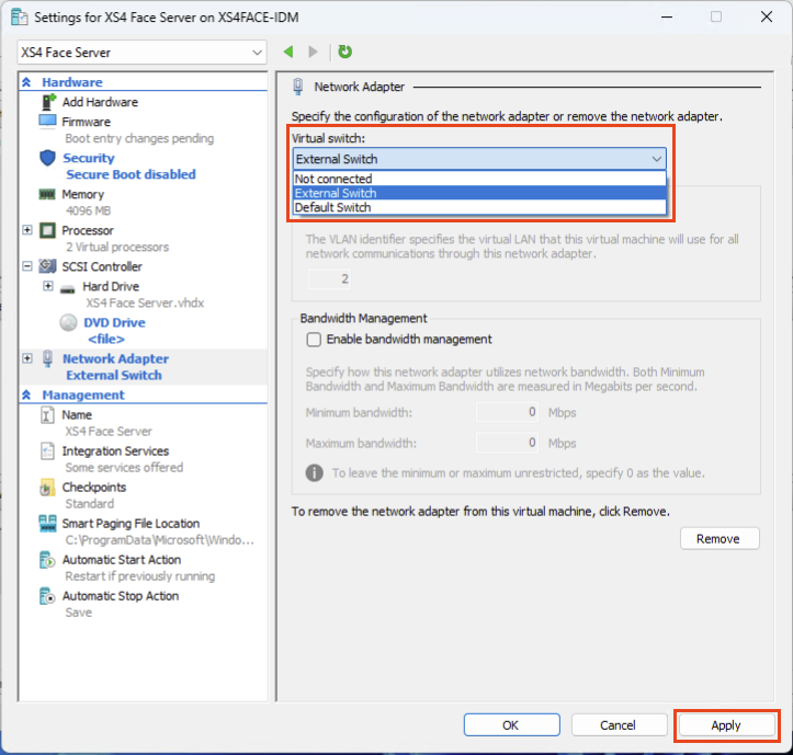 Assign Virtual Switch to VM