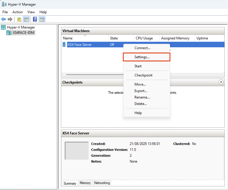 Open Virtual Machine Settings