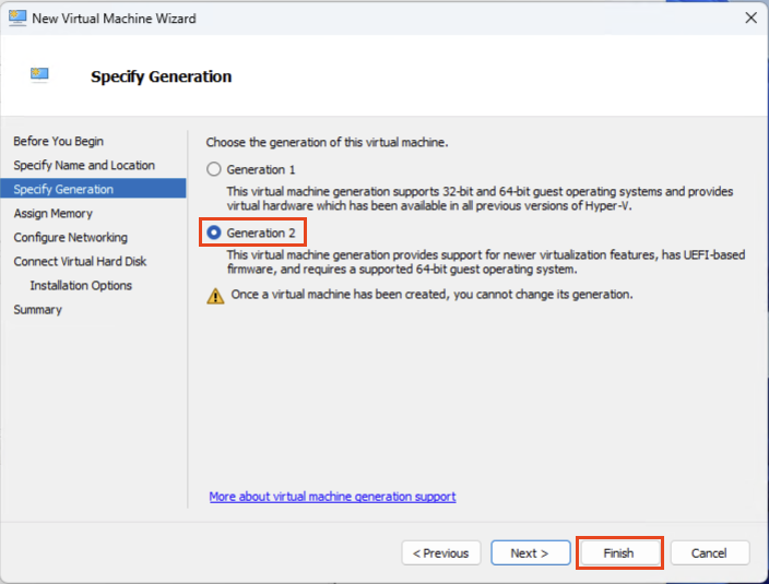 Select Generation 2 Virtual Machine