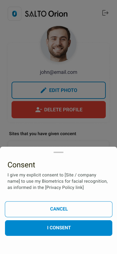 XS4 Face Enrollment site consent