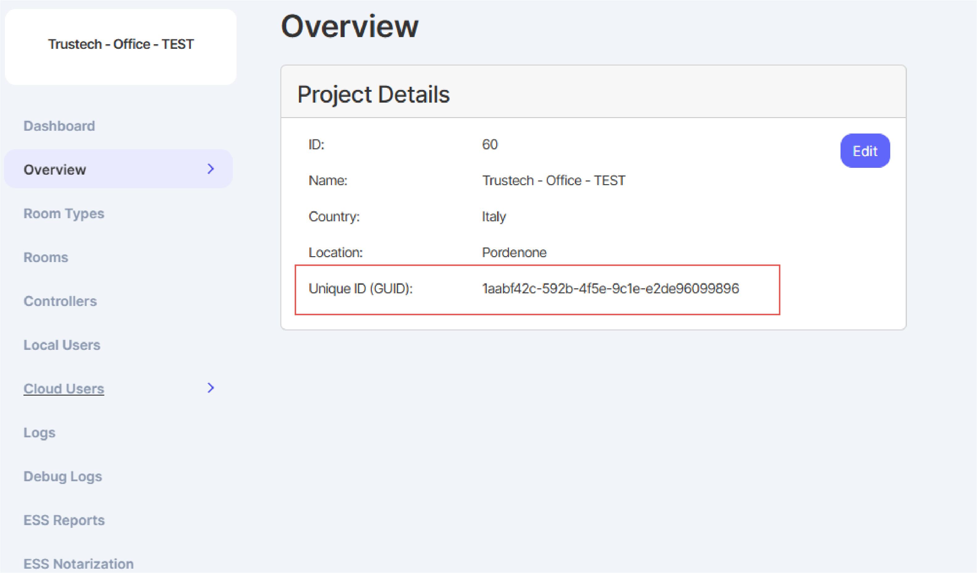 XS4 Sense cloud Project Details