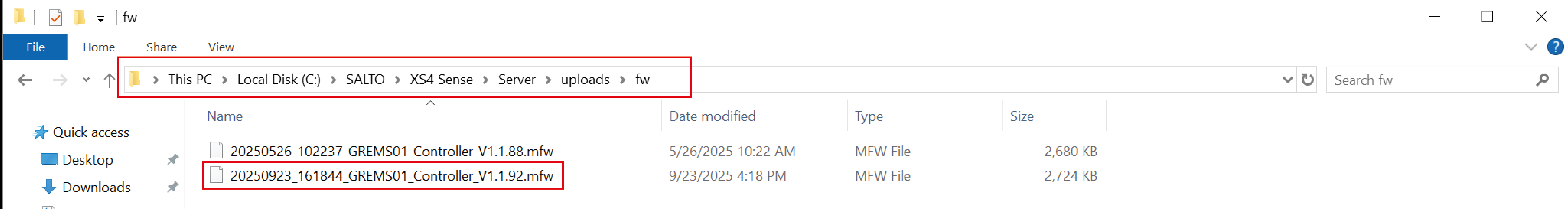 XS4 Sense firmware directory