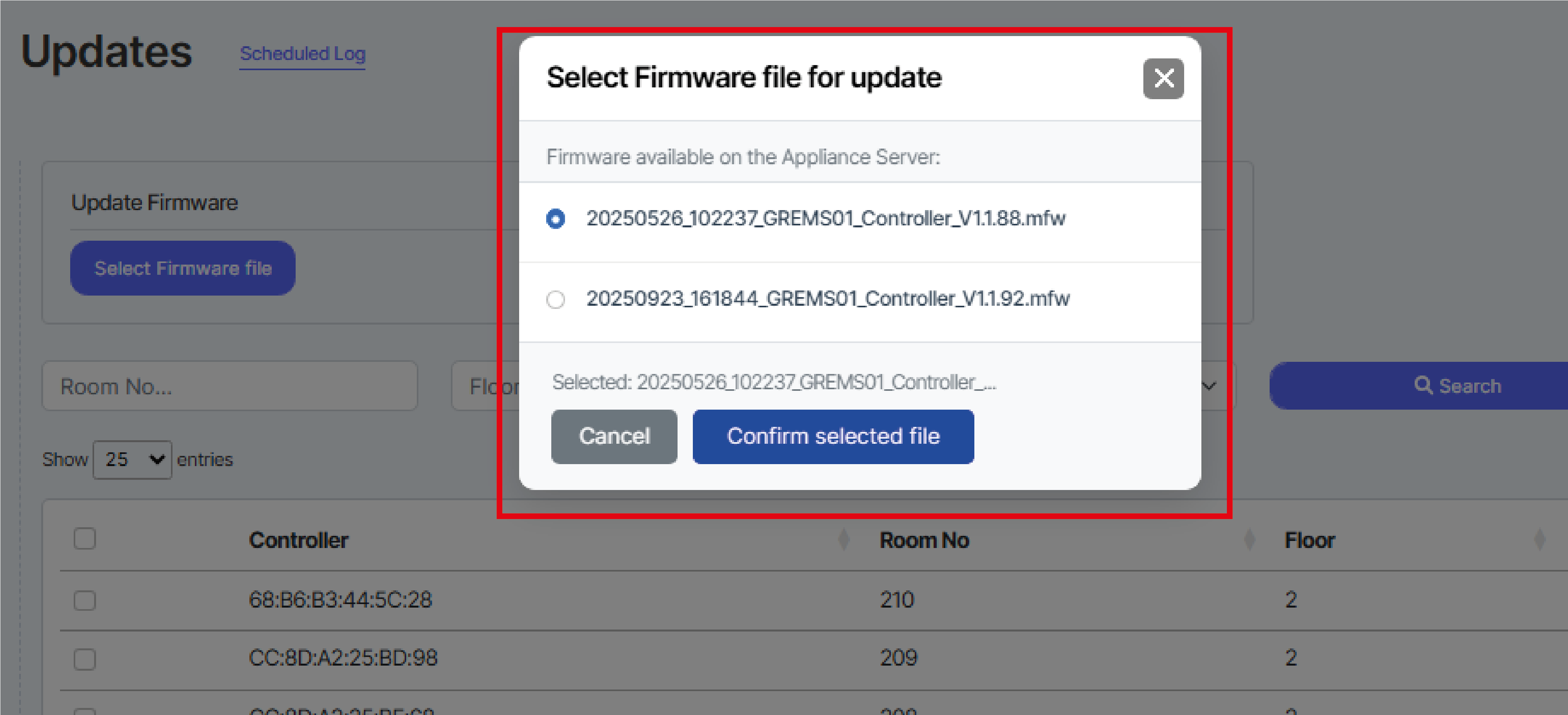 XS4 Sense Select the firmware from the list